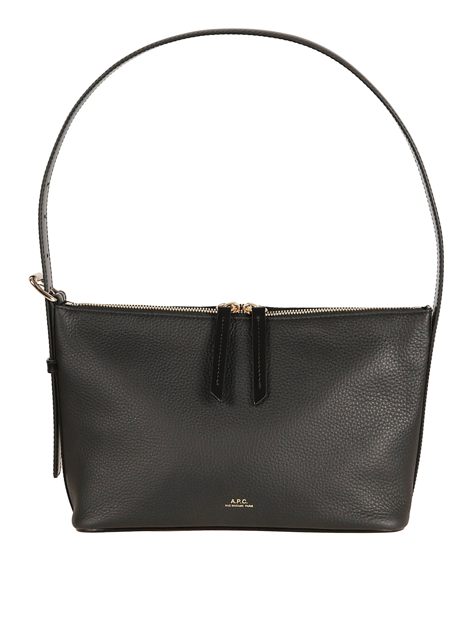 Rectangular Black Bag in Textured Cowhide Leather