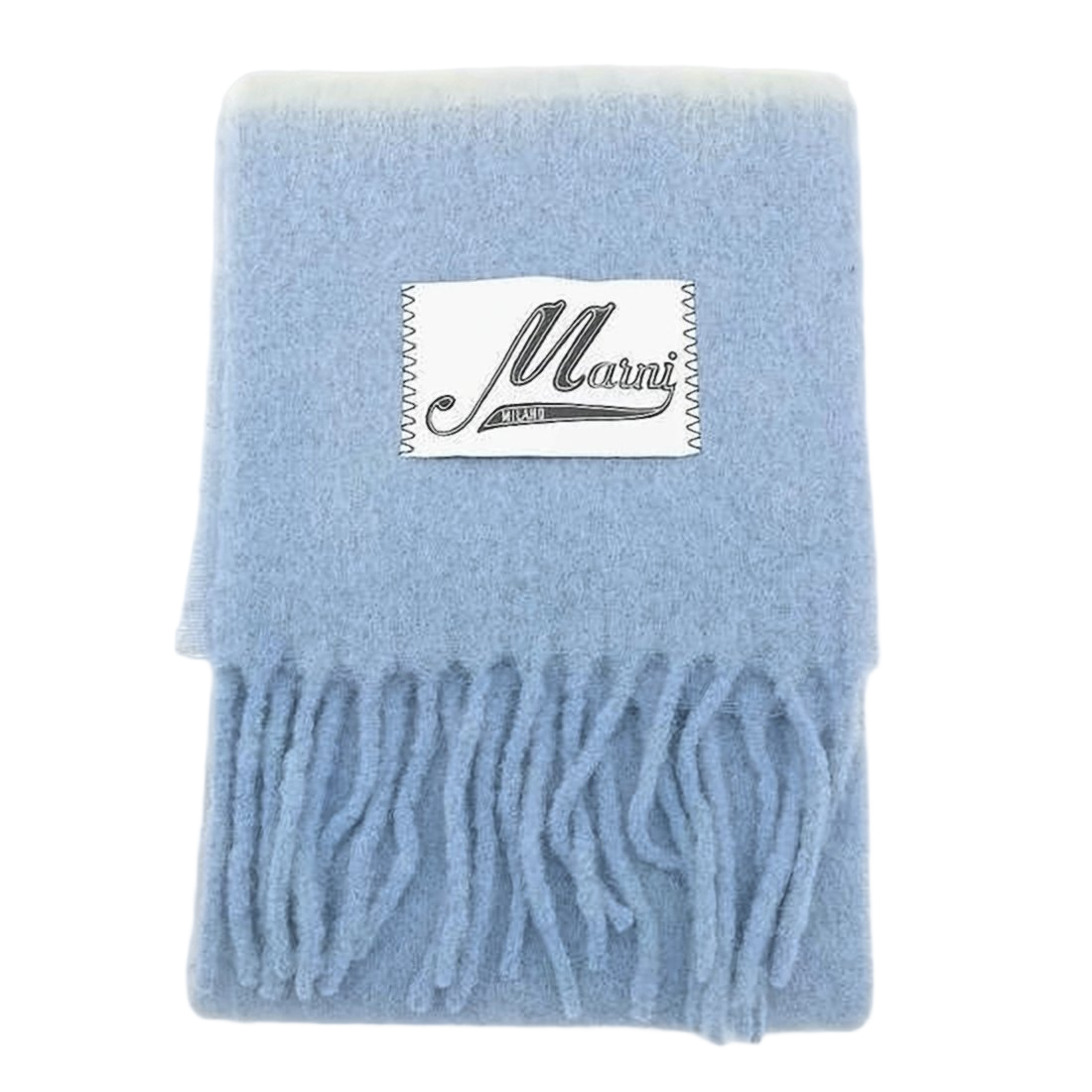 Gradient Alpaca-Mohair Scarf with Fringed Edges