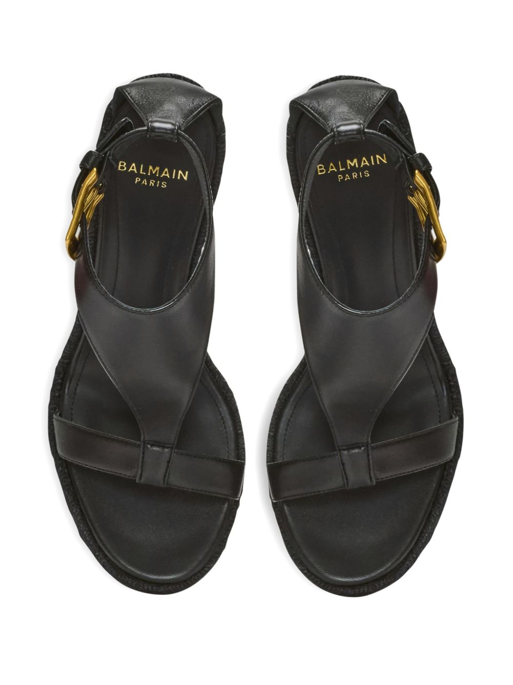 Textured Black Wedge Sandals