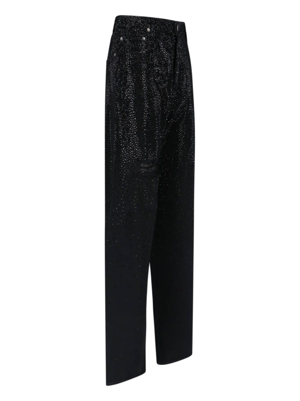 Straight Jeans With Rhinestones Black Denim