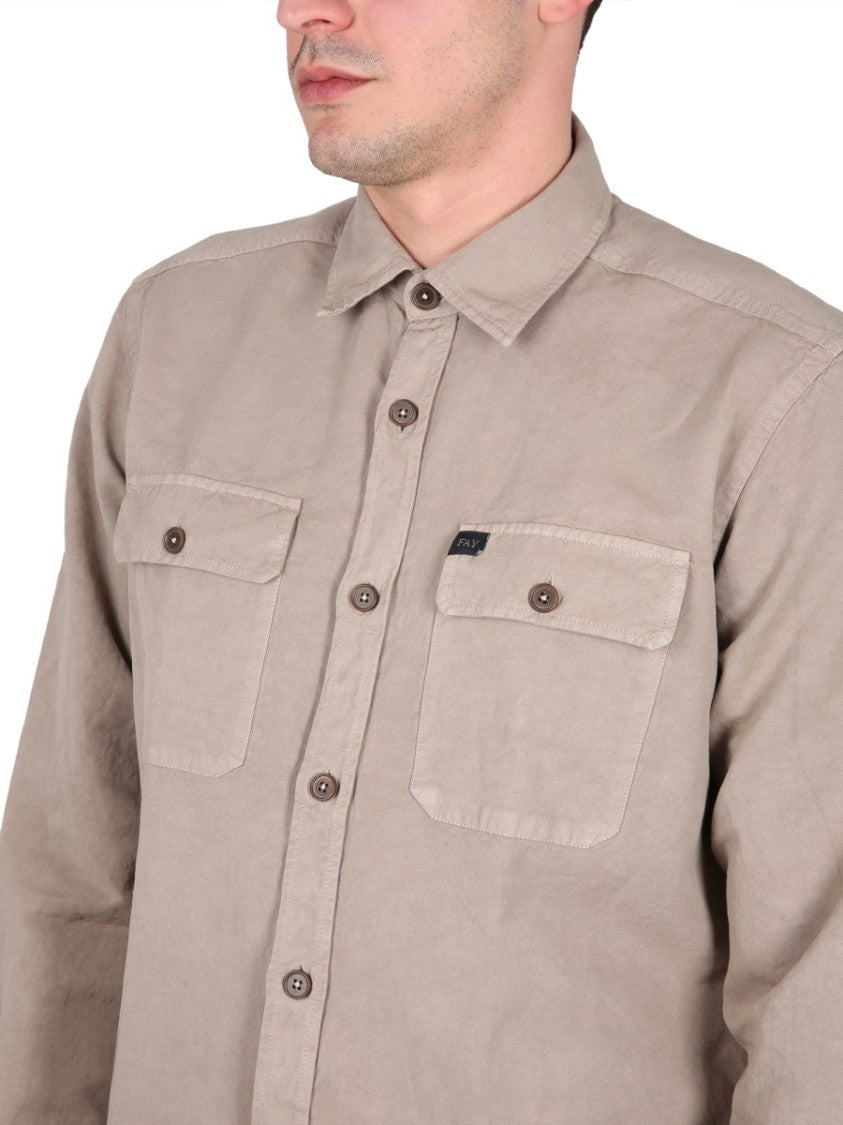 Textured Cotton-Linen Shirt With Classic Collar