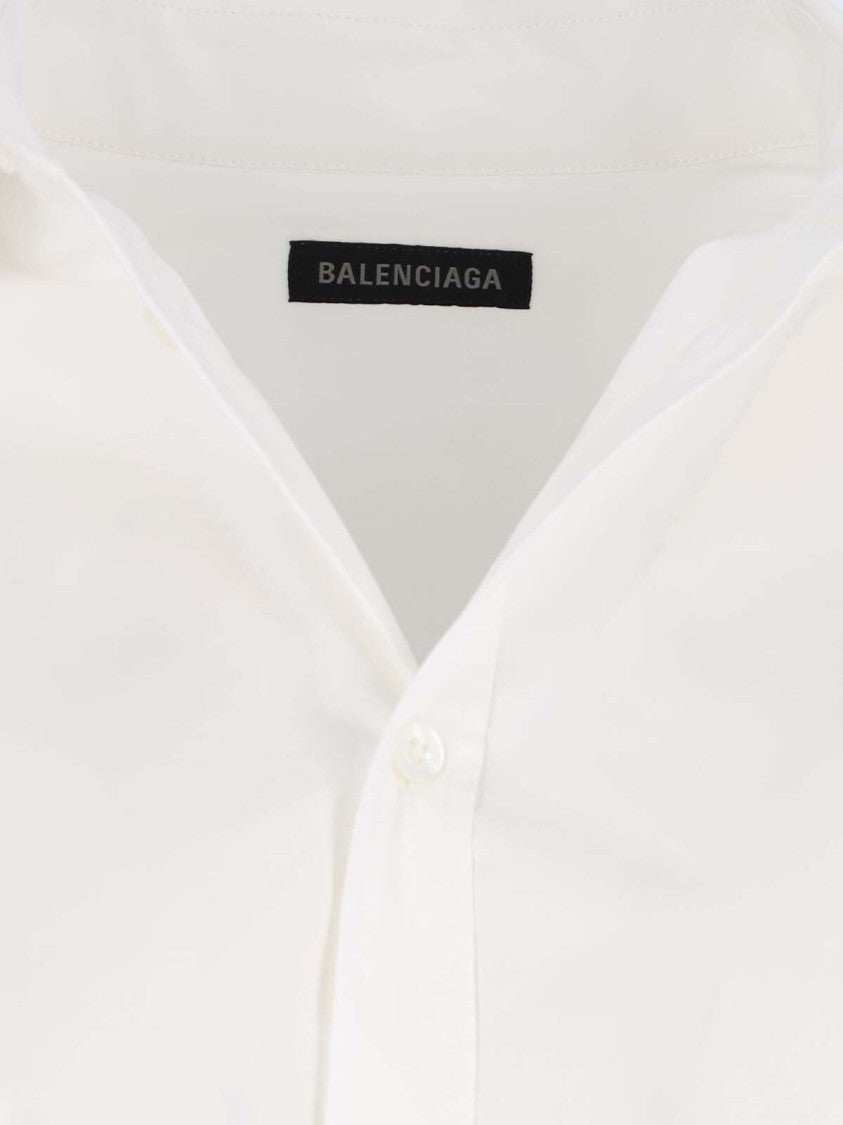 Semi-Fitted Shirt, In White Cotton, Classic Collar