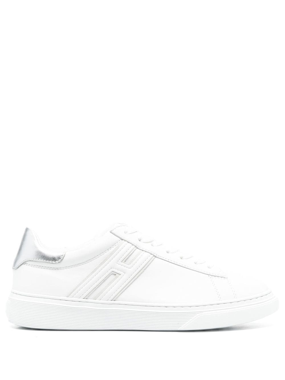 Leather Low-Top Tonal Metallic Accents Sneakers