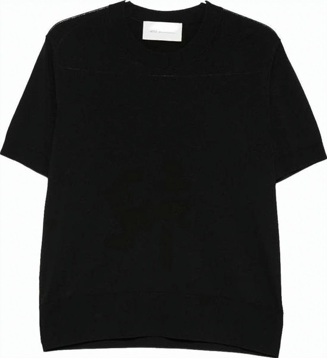 Black Fitted Viscose Rayon Crewneck Sweater