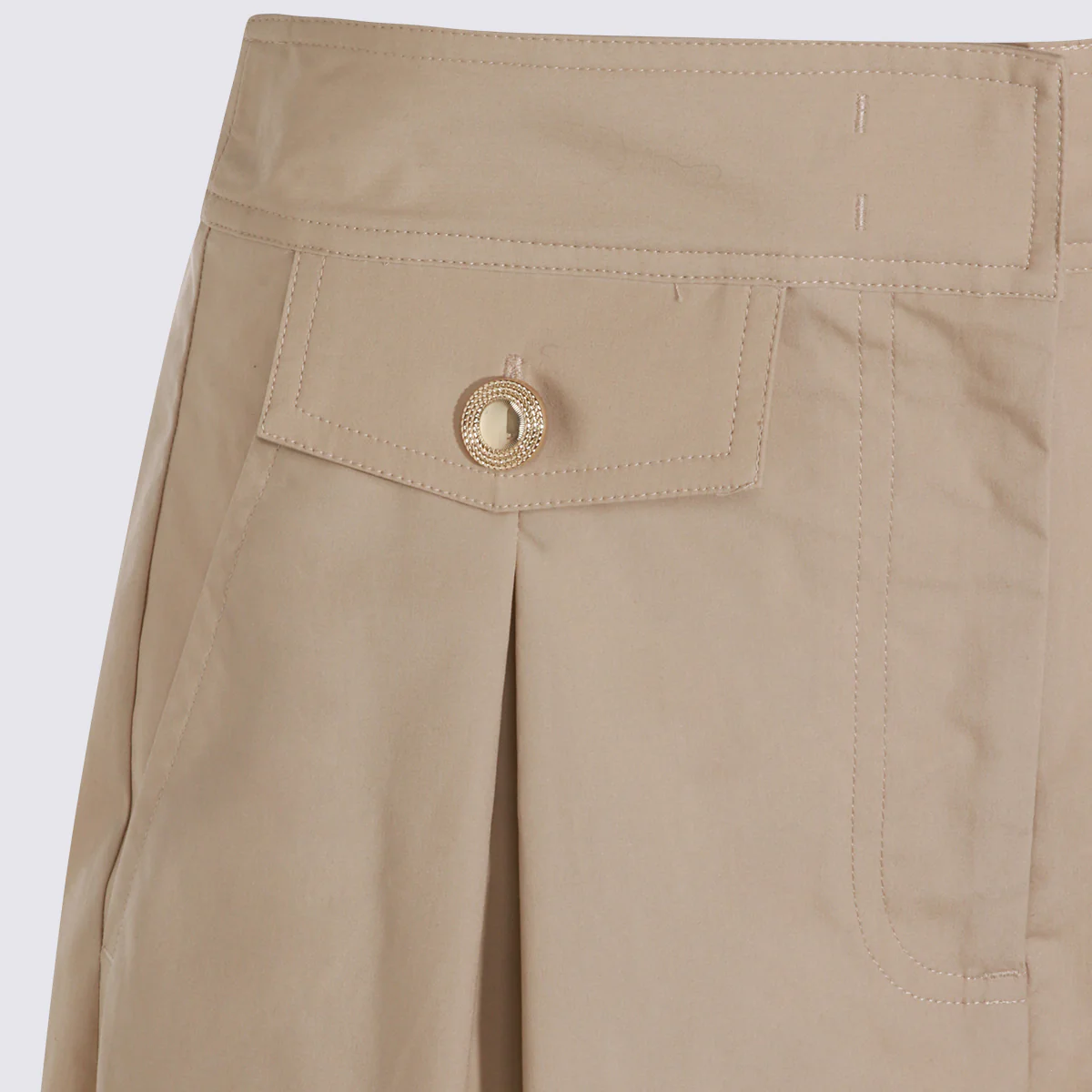 High-Waisted Tailored Shorts with Pleats and Flap Pockets