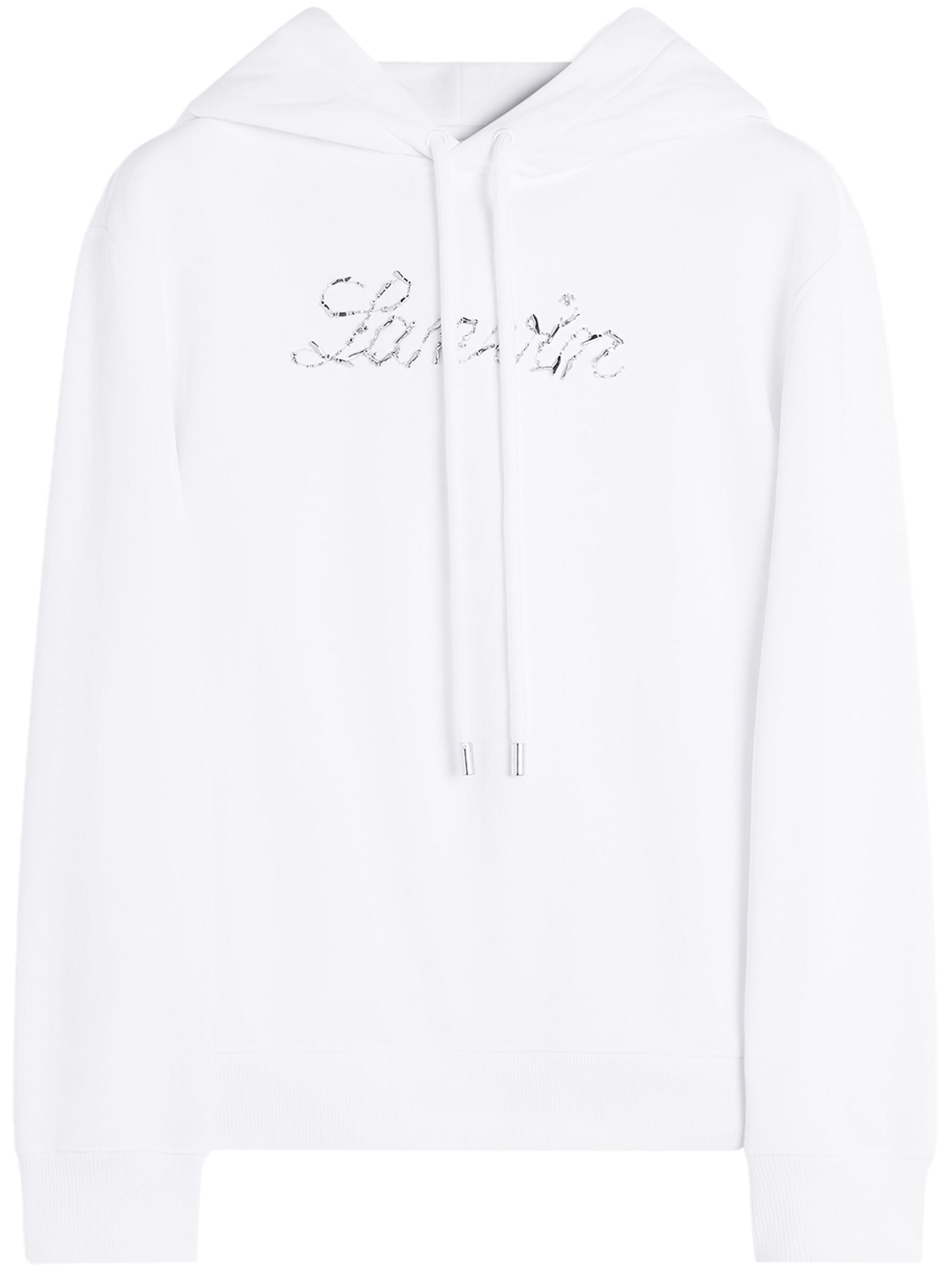 White Hoodie Logo Manuscrit Sequined Hoodie