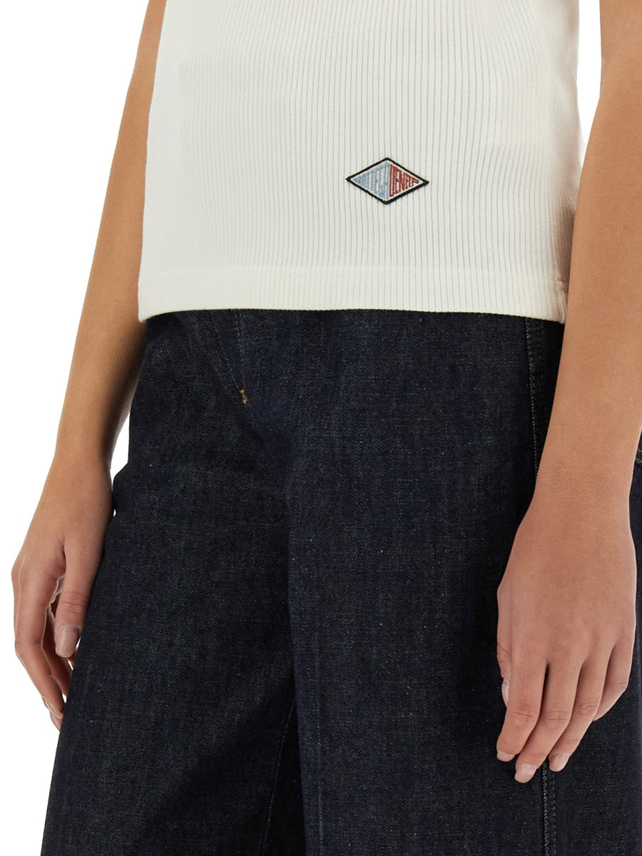 Ribbed Texture Cotton Jersey Top with Subtle Detailing