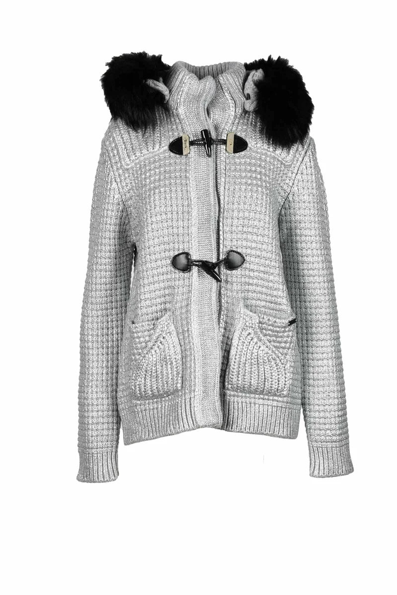 Knit Coat Toggle Closure - Silver