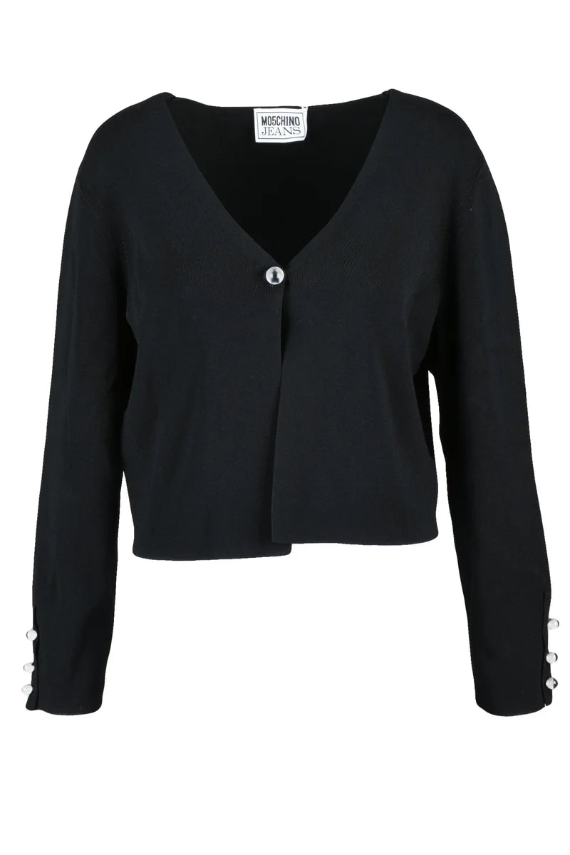 Jeans Short Jersey Cardigan - Black