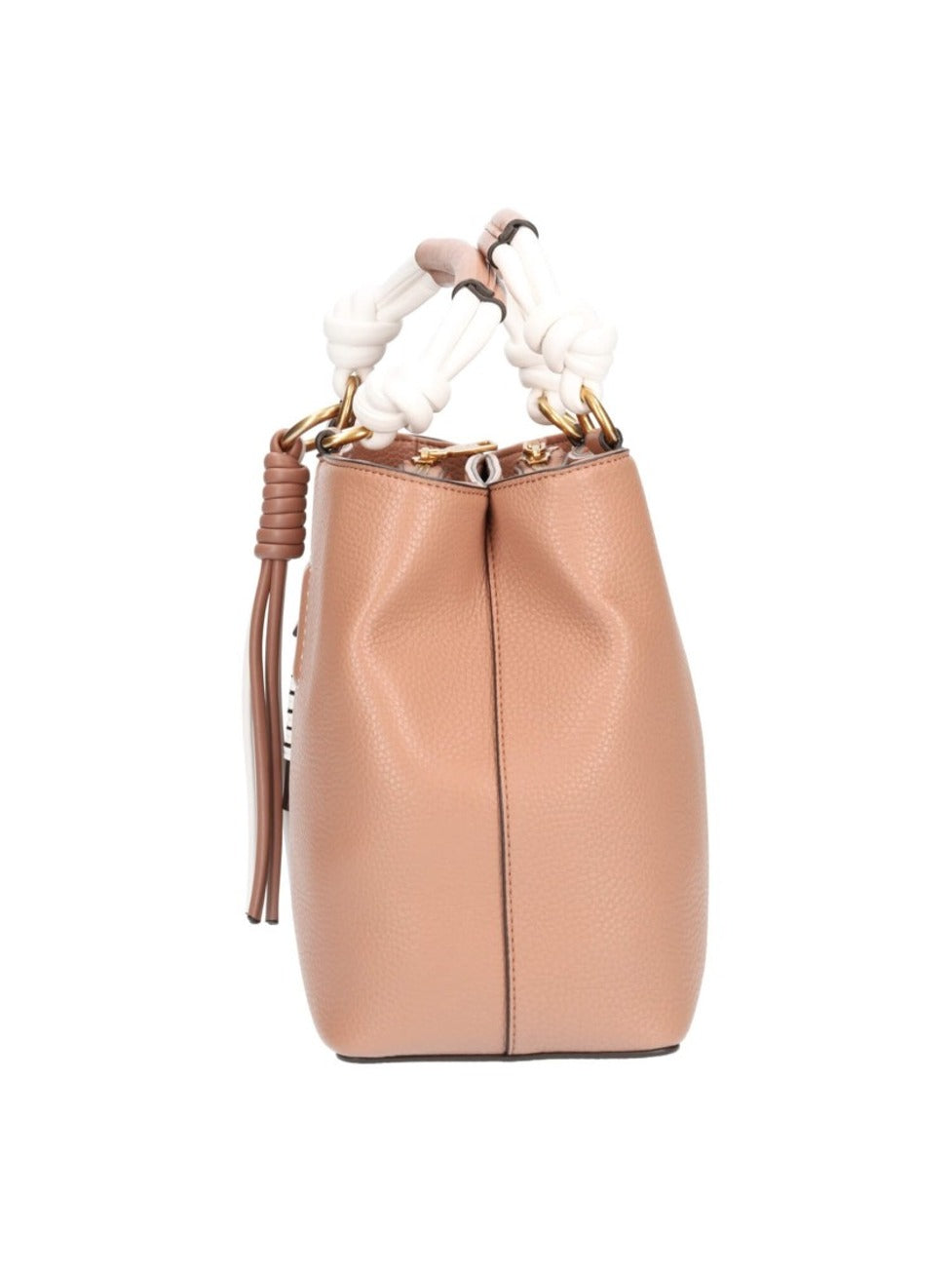 Beige Handbag In Brown Textured Eco-Leather