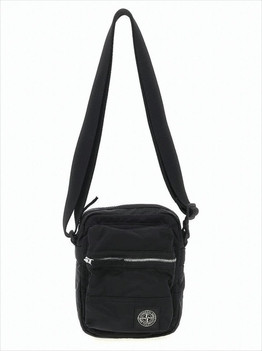 Compact Crossbody Bag with Adjustable Strap and Logo Patch