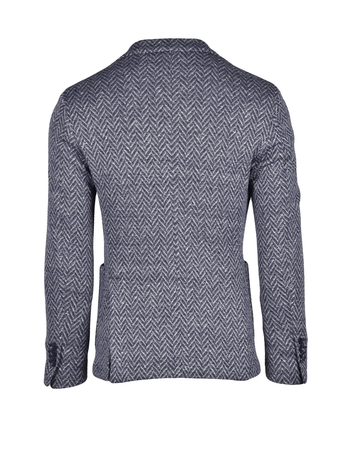 Tailored Herringbone Blue Blazer with Unlined Construction