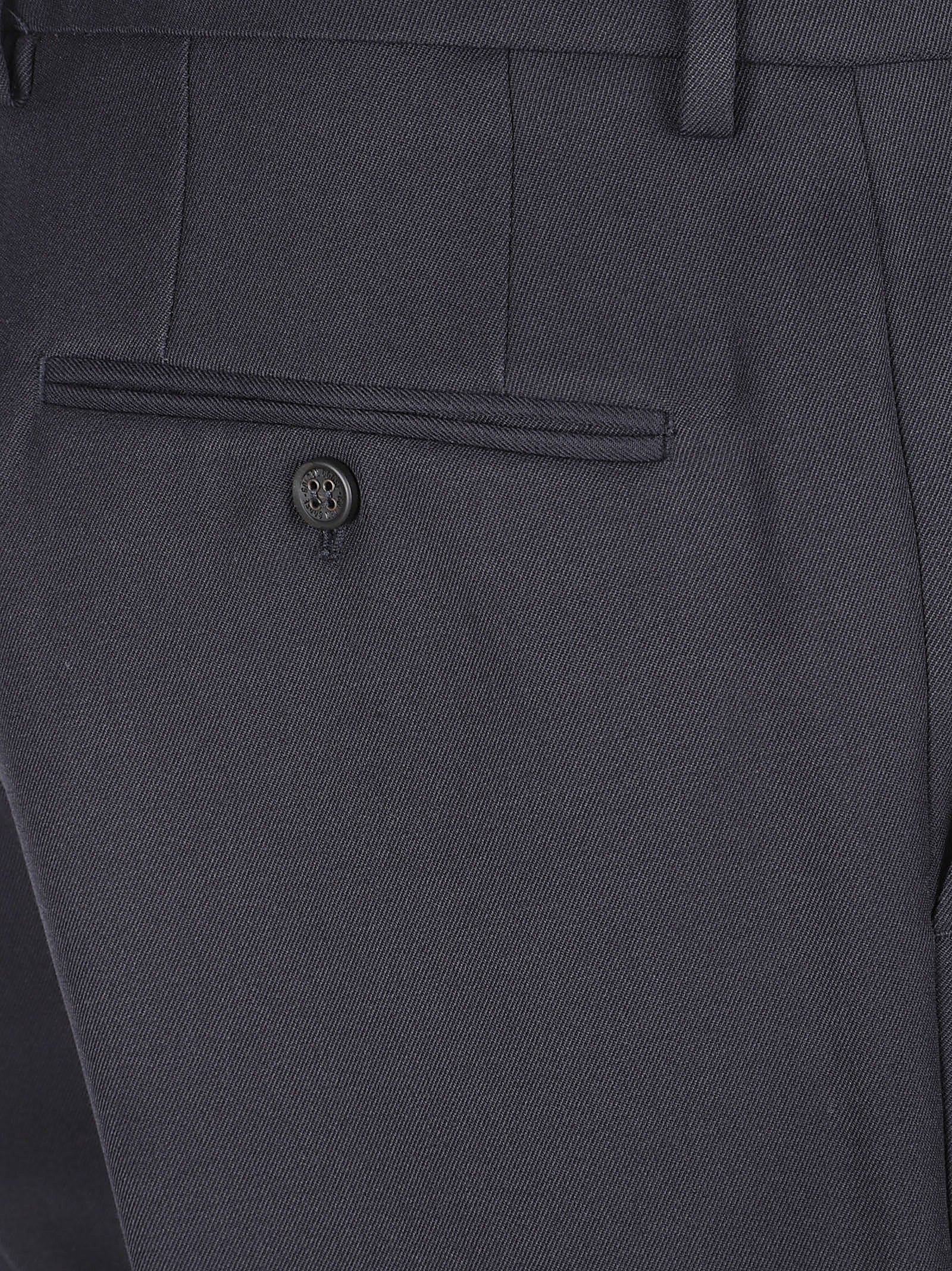 Ankle-Length Midnight Blue Trousers With Sartorial Design
