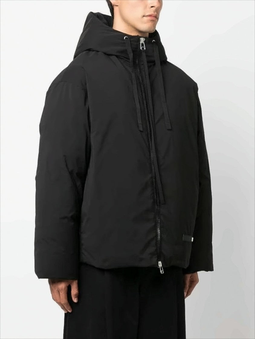 Boxy Black Padded Jacket with High Collar