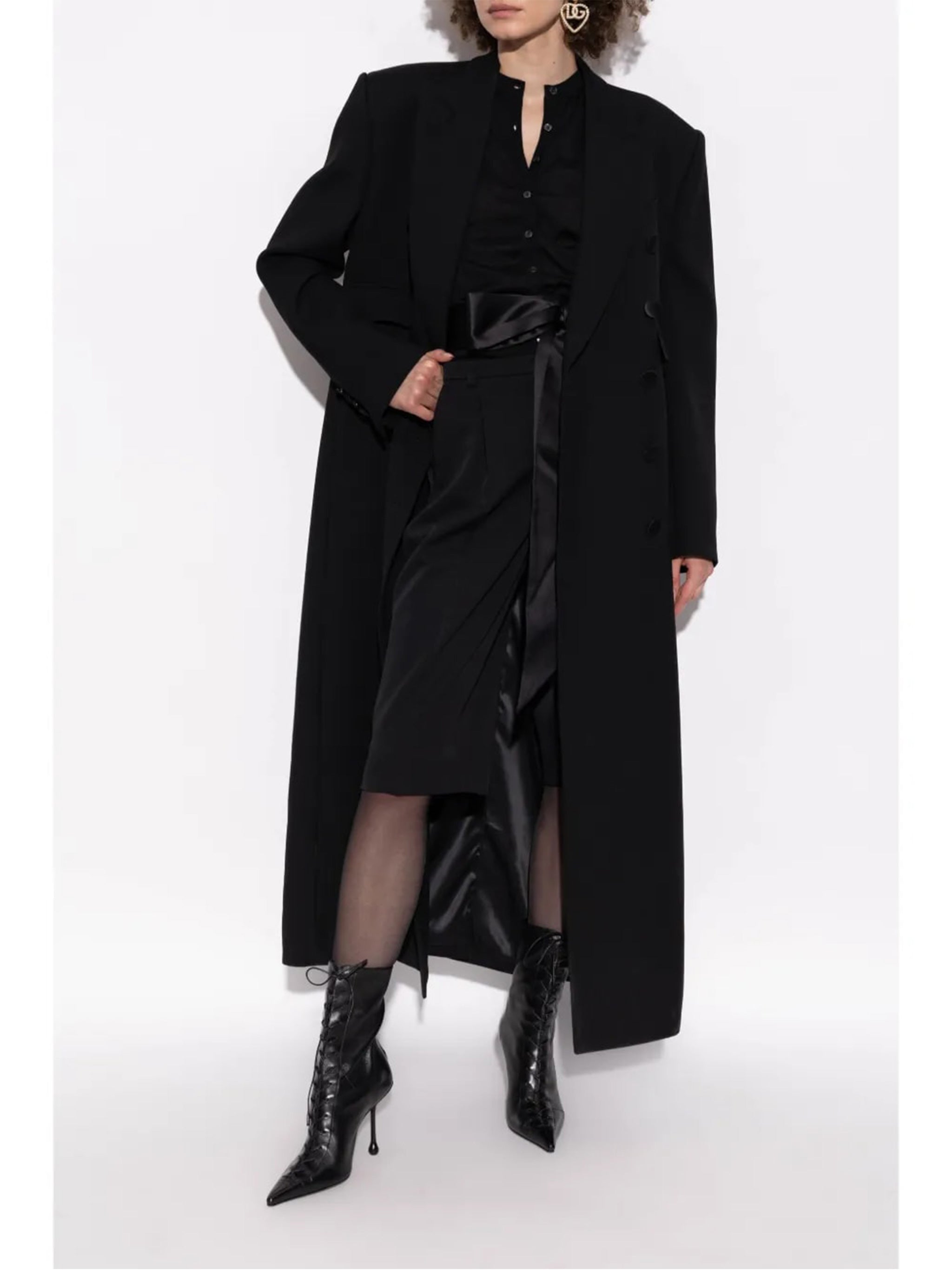 Black Cashmere Fitted Round Neck Cardigan