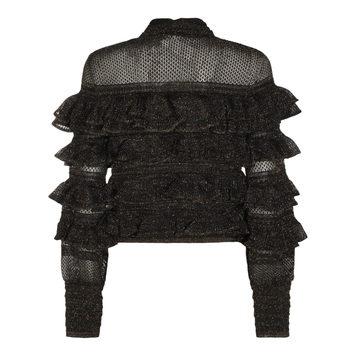 Sheer Textured Top with Ruffled Detailing