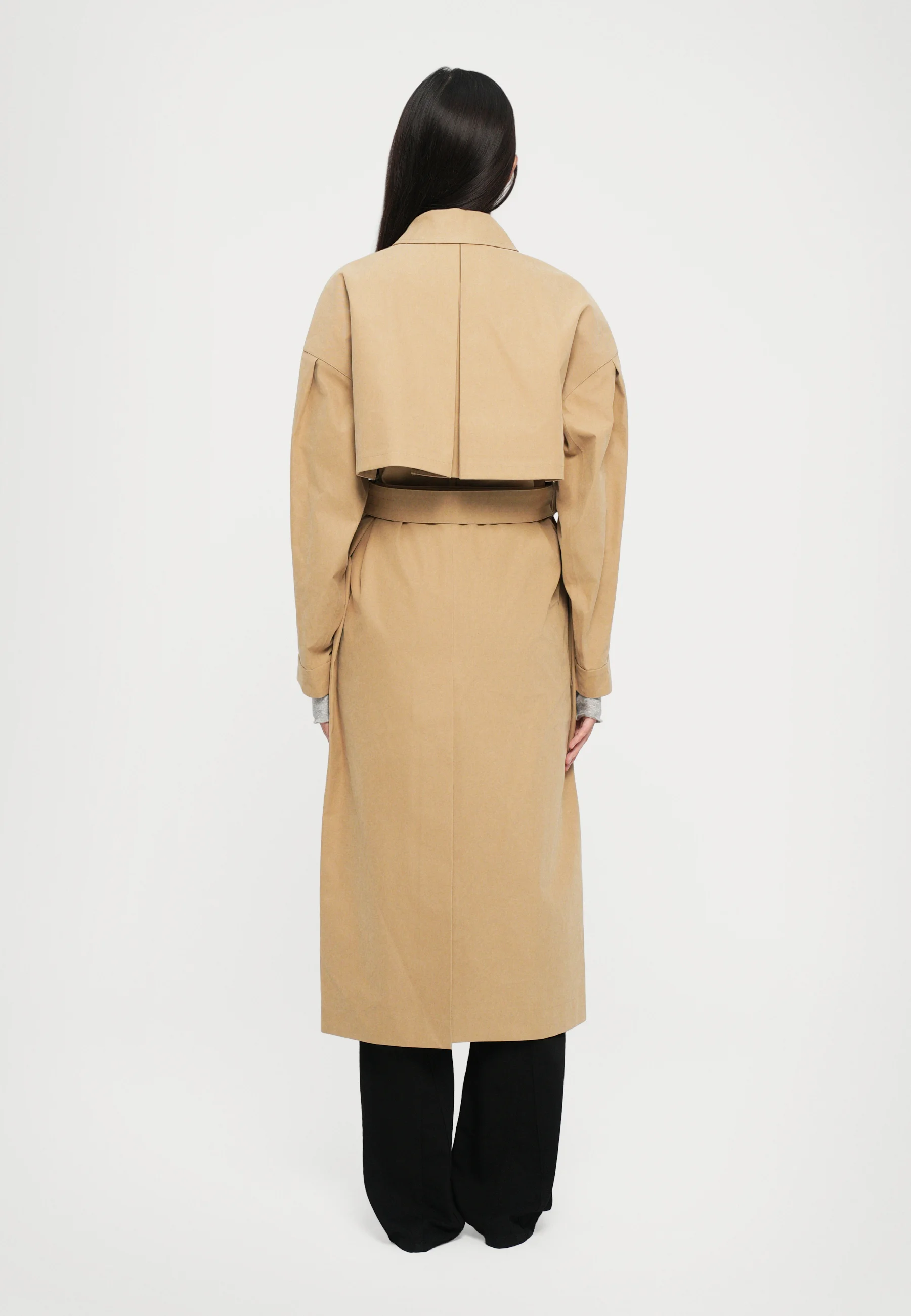 Knee-Length Trench Coat With Classic Collar