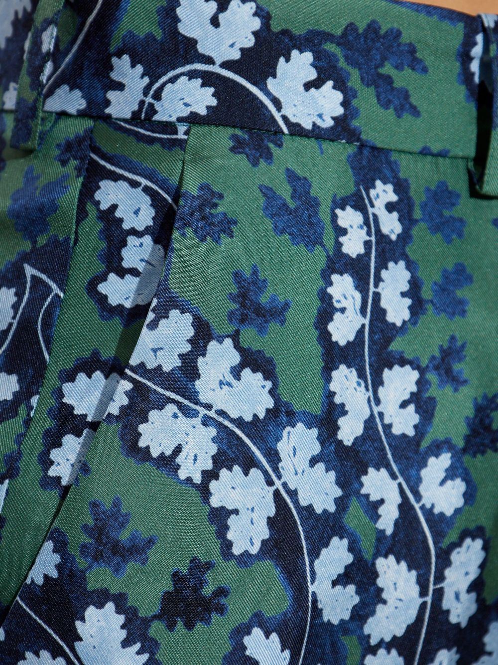 Forest Green Patterned Wide Leg Trousers