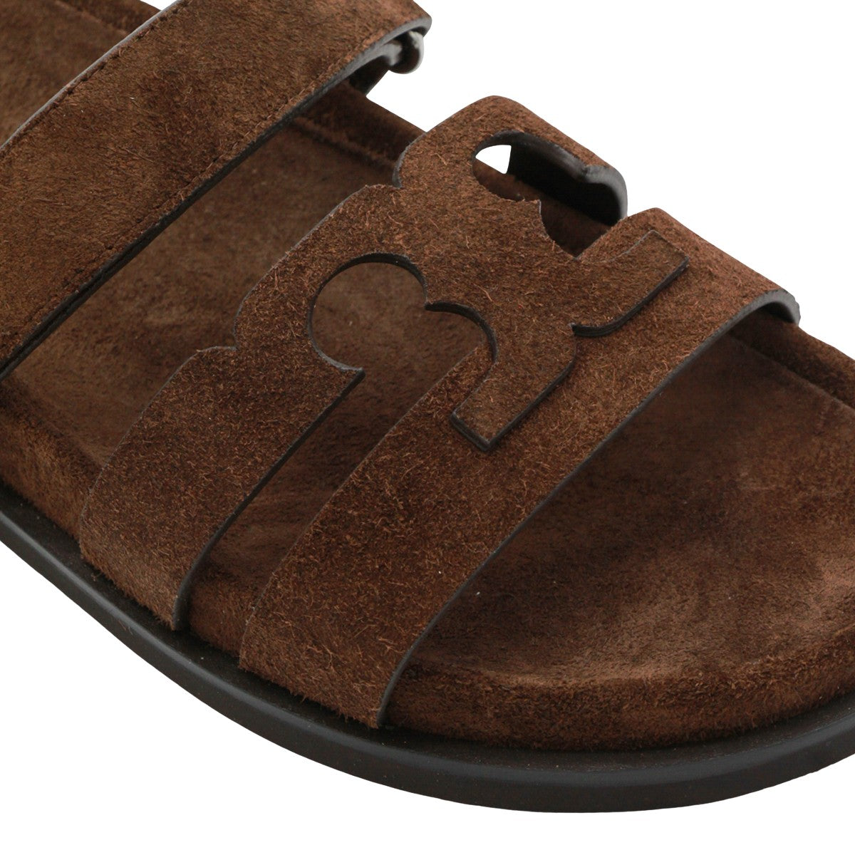 Brown Suede Sandals with Cut-out Design