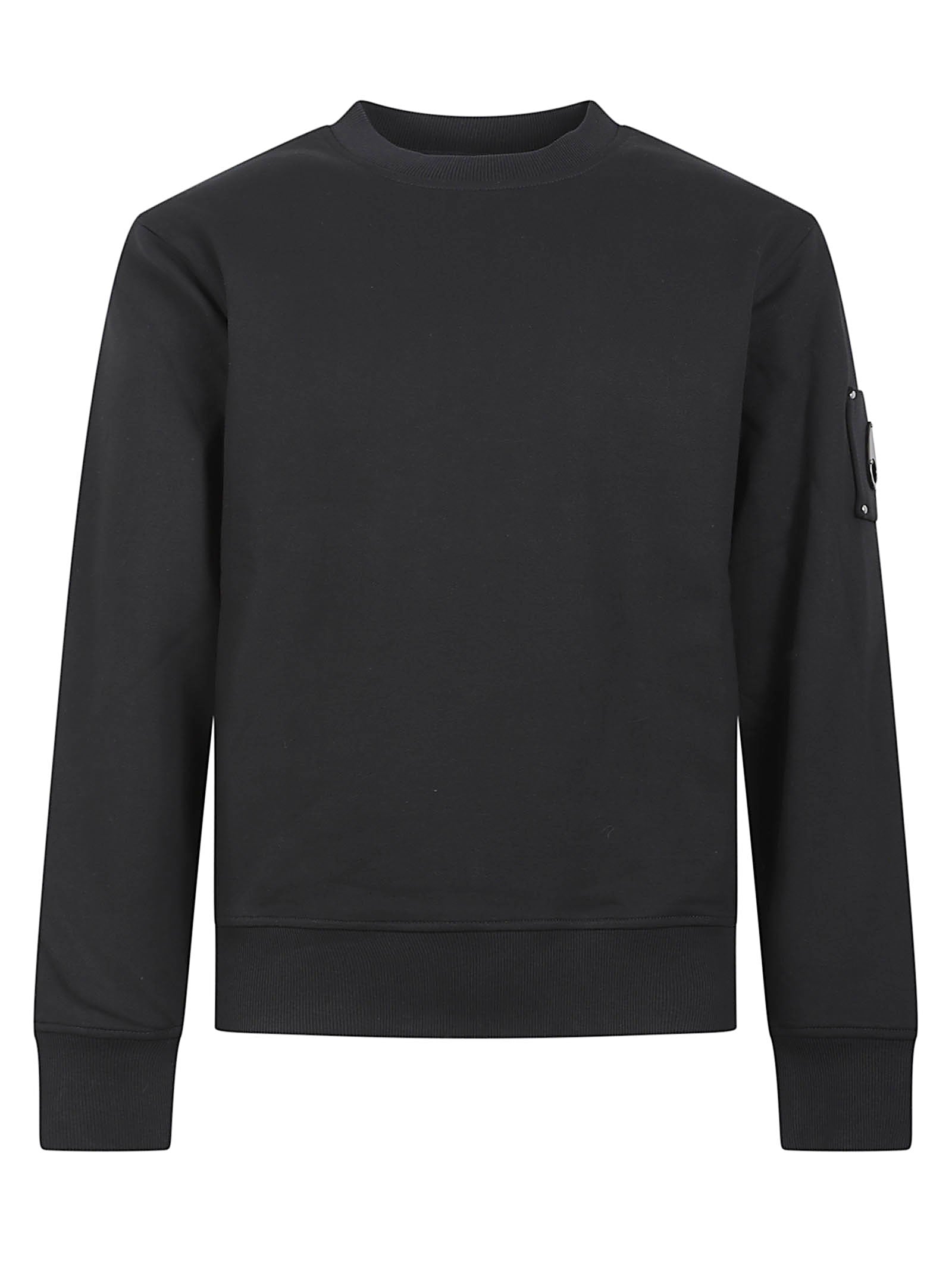 Minimalist Black Cotton Sweater with Ribbed Detailing