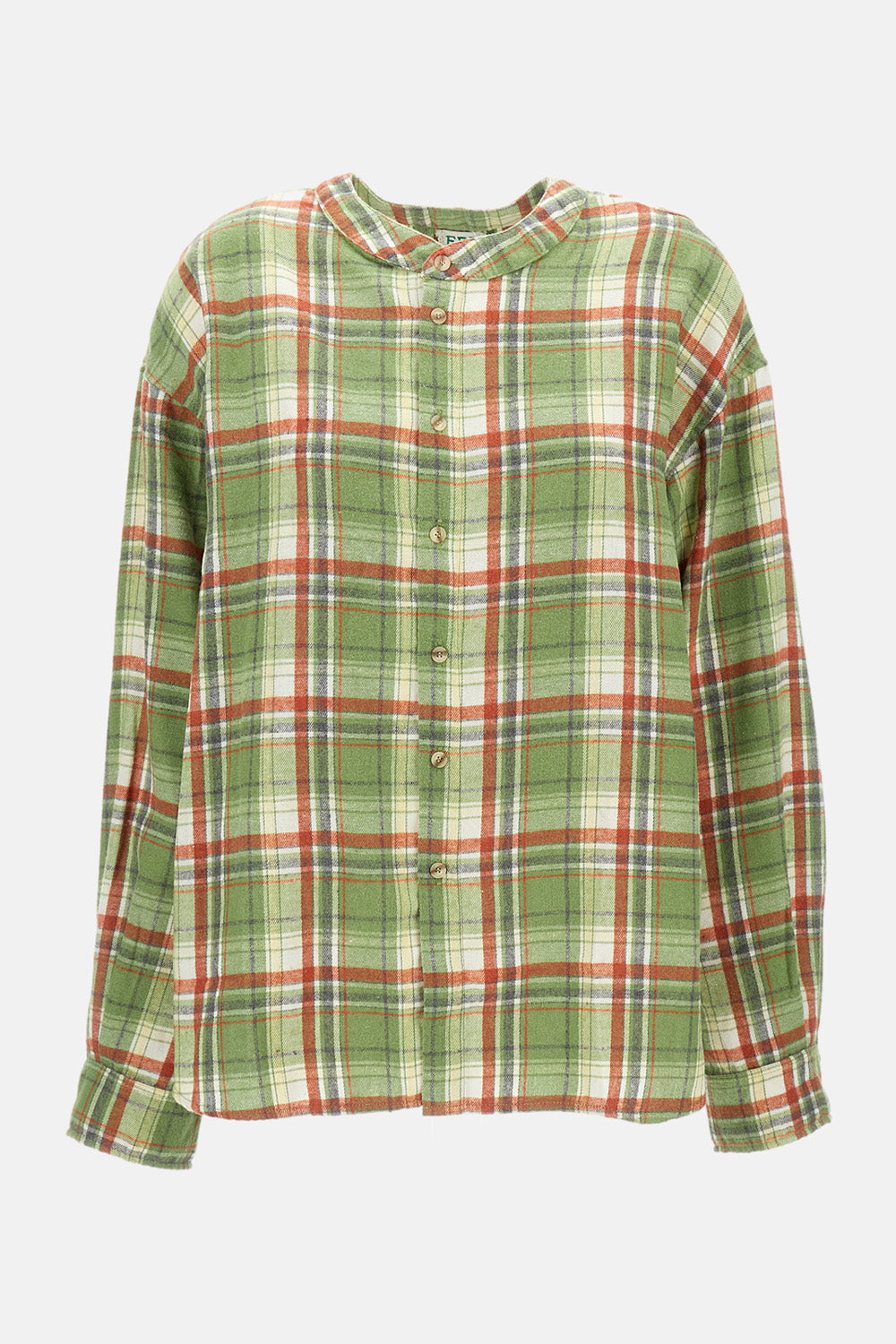 Flared Oversized Long-Sleeved Shirt With Stand-Up Collar