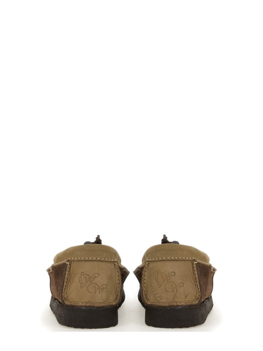 Brown Suede Loafers With Leather Trim