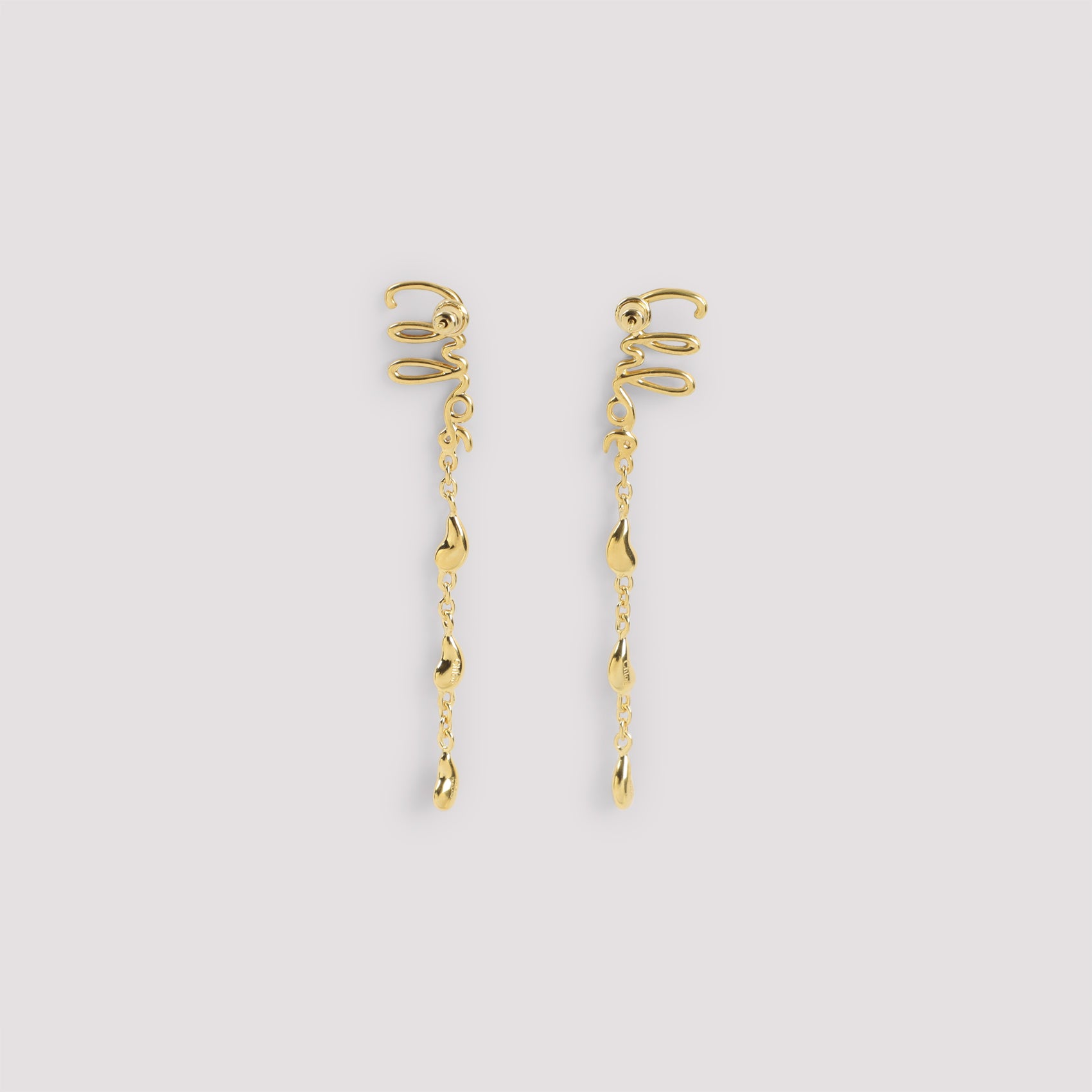 Delicate Gold-Finish Earrings with Elongated Design