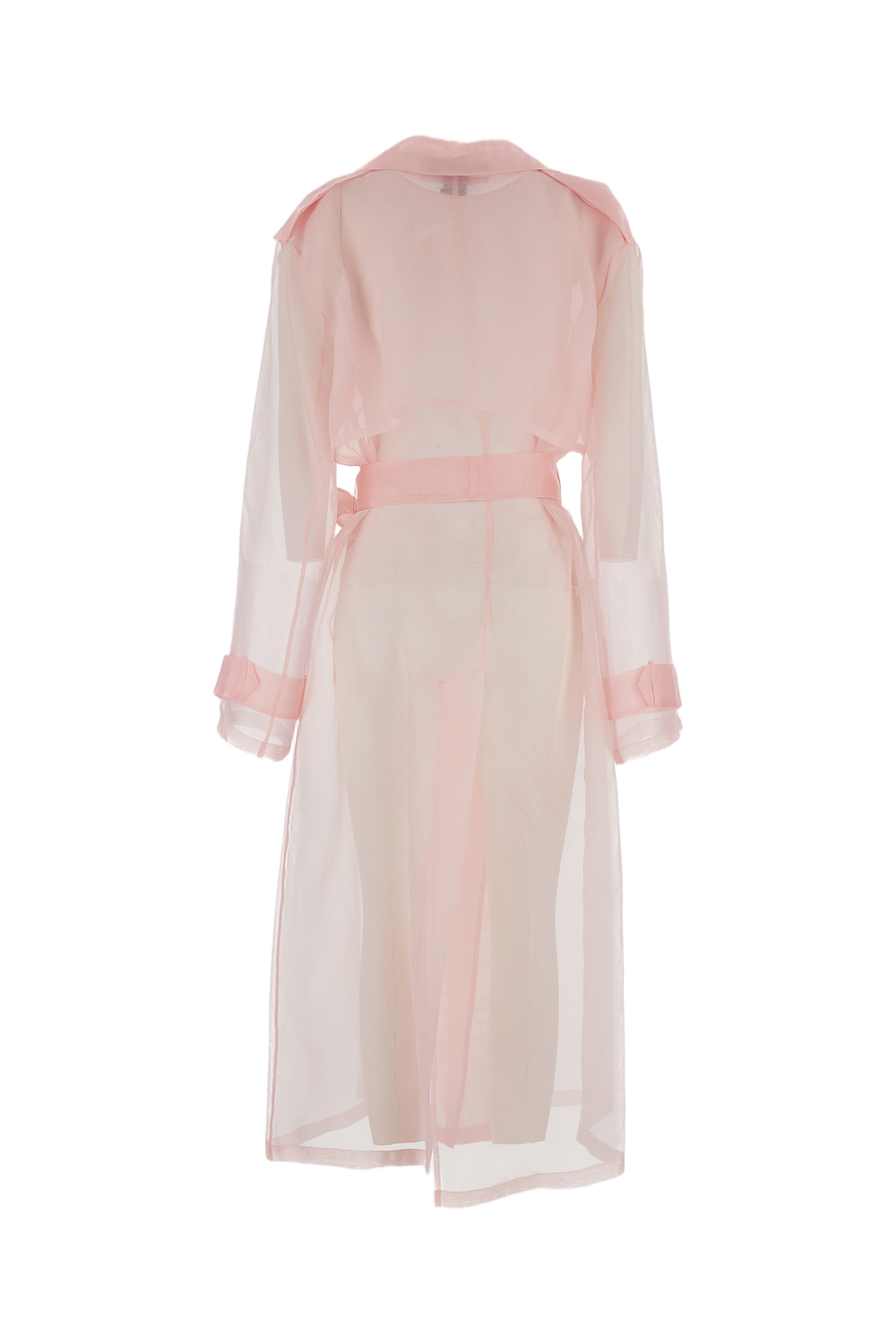 Sheer Pink Silk Organza Trench Coat