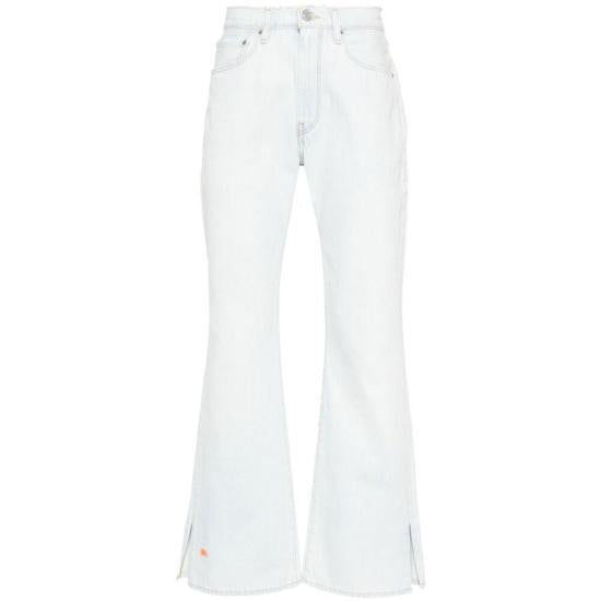 High-Waisted Flared Denim Pants with Classic Five-Pocket Design