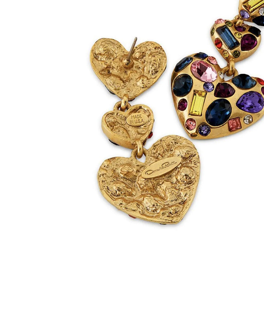 Gemstone Heart Chandelier Earr