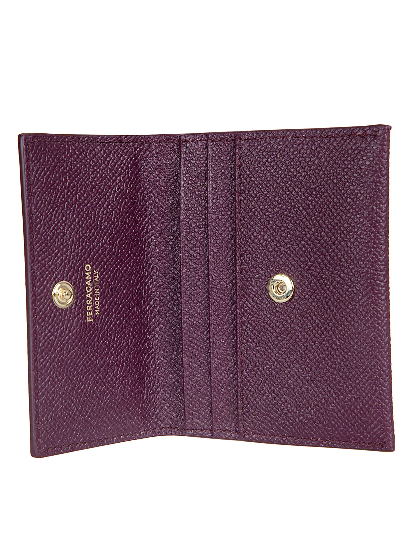 Textured Calf Leather Credit Card Holder with Double Gancini Emblem
