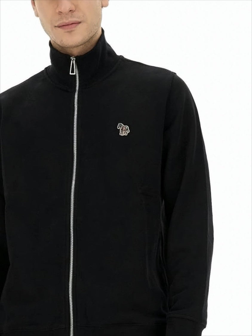 Black Zip-Up Jacket with High Collar