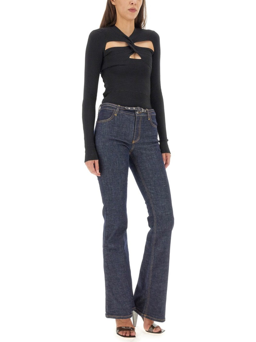 Cut-Out Front Mesh Top