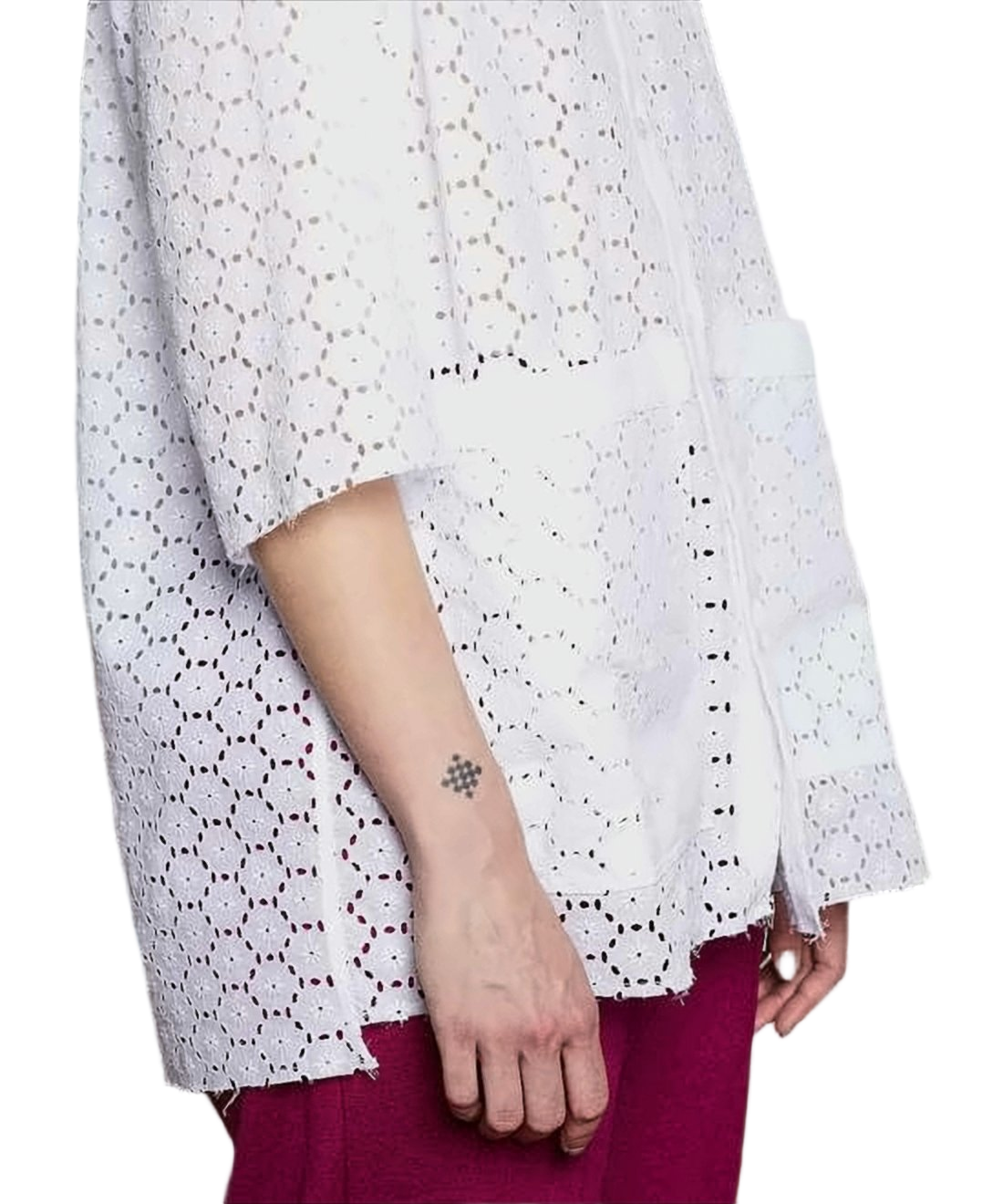 Eyelet Lace Short-Sleeved Shirt