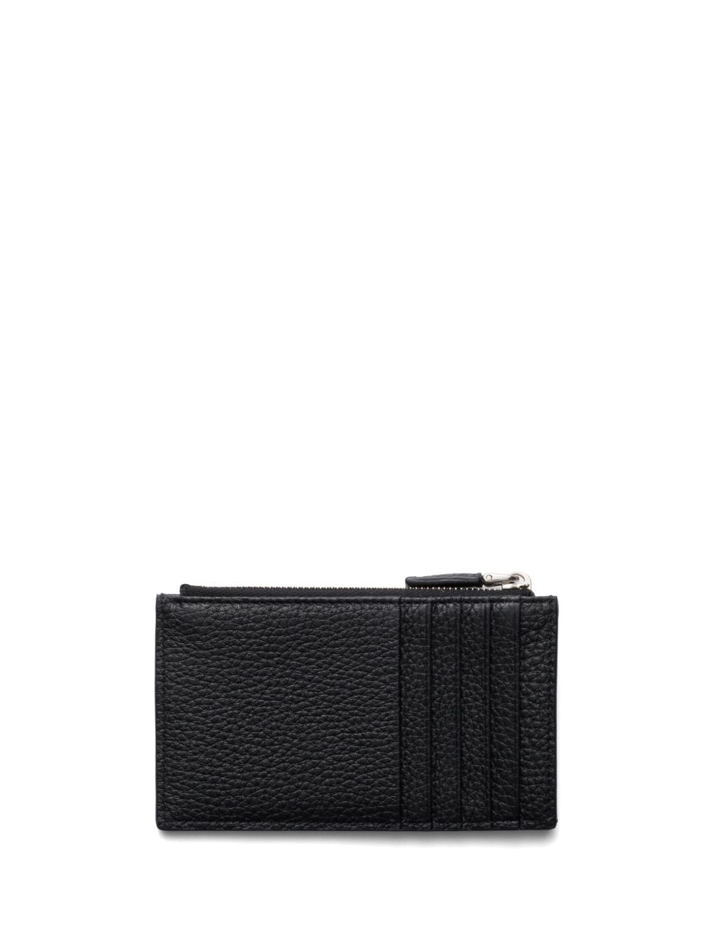Rectangular Zippered Wallet With Triangular Logo Plaque