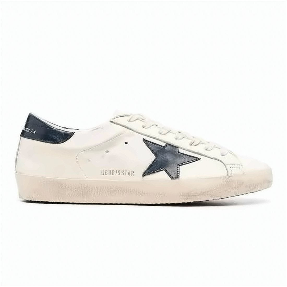 Low-Top Off-White Sneakers with Navy Accents