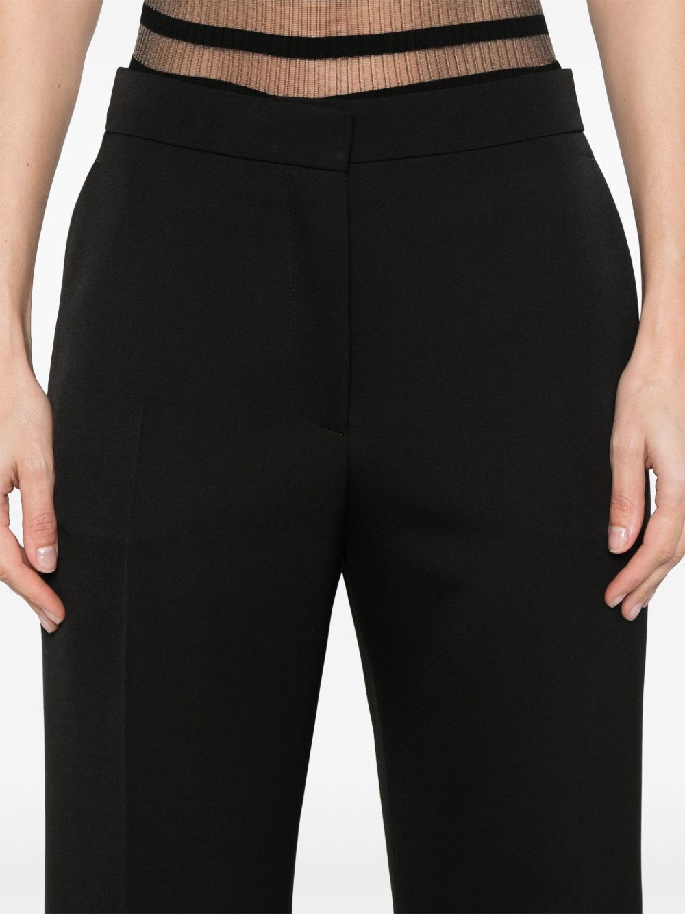 Black Flared Trousers With Concealed Fastening