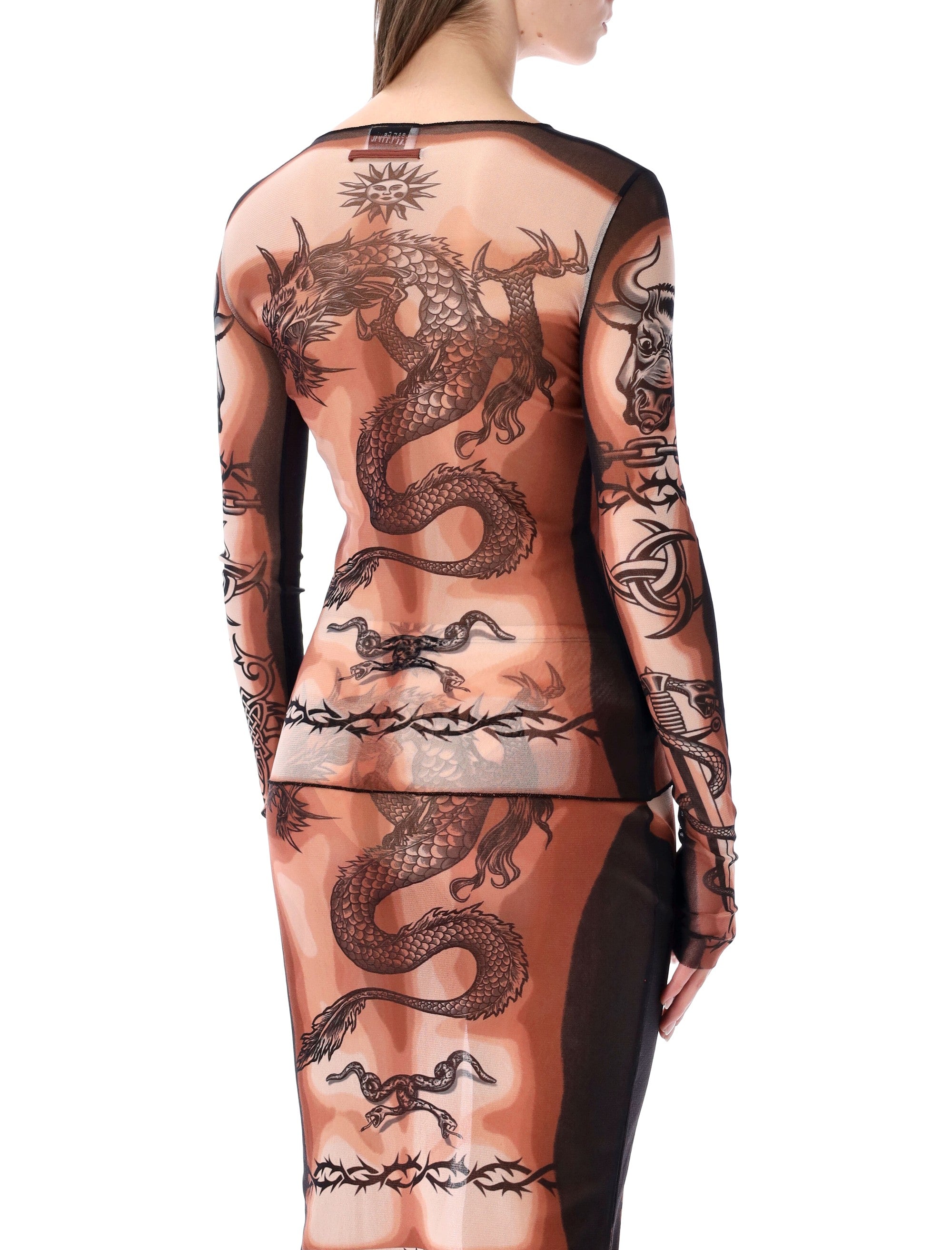 Re-Edition Safe Sex Tattoo Tulle Top