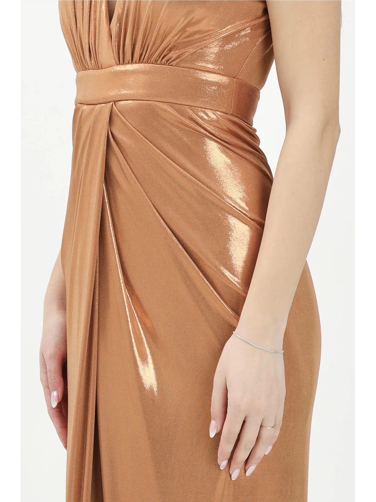 Copper Polyester Elastane Lamé Lycra Dress