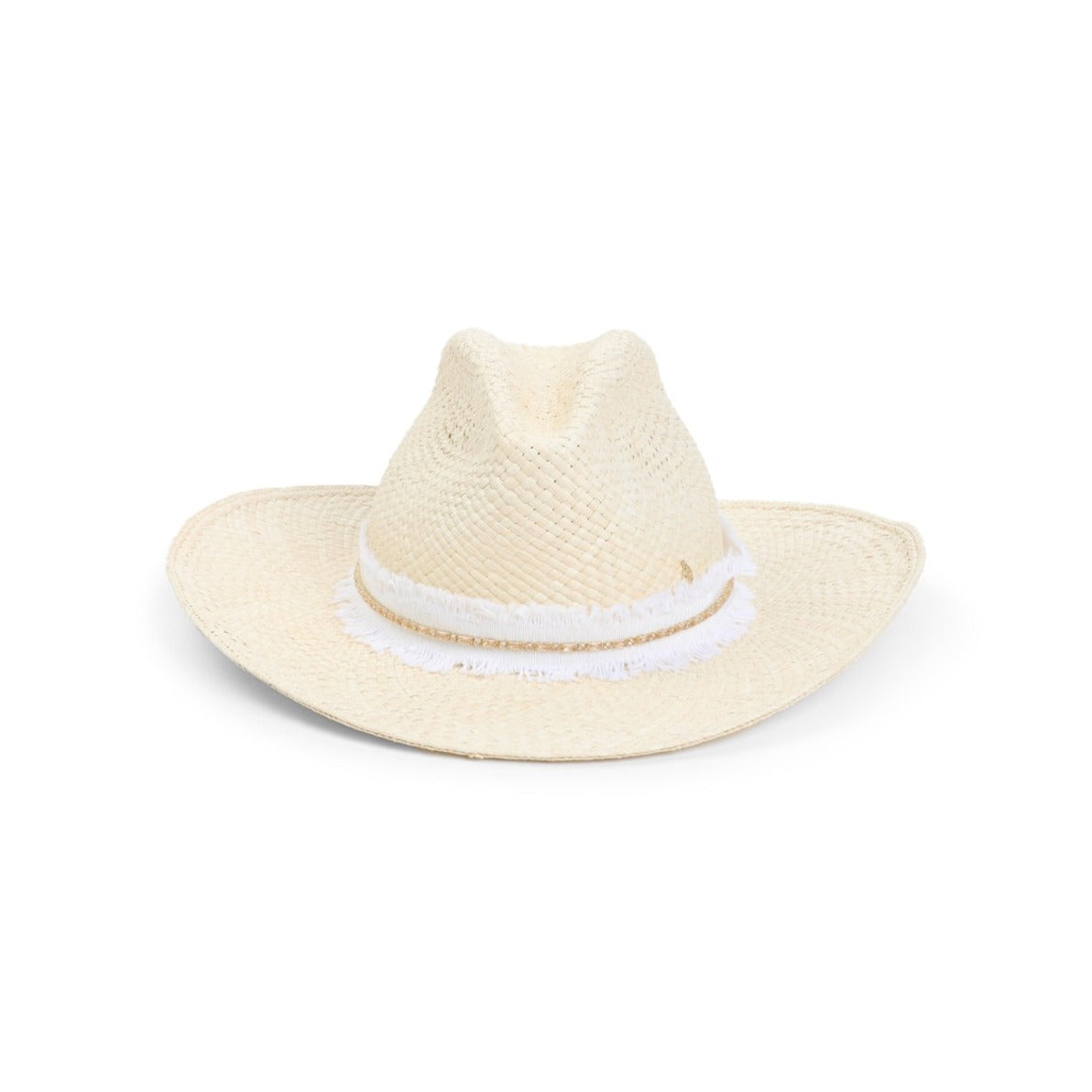 Nude Brimmed Hat With Delicate Fringe Detail
