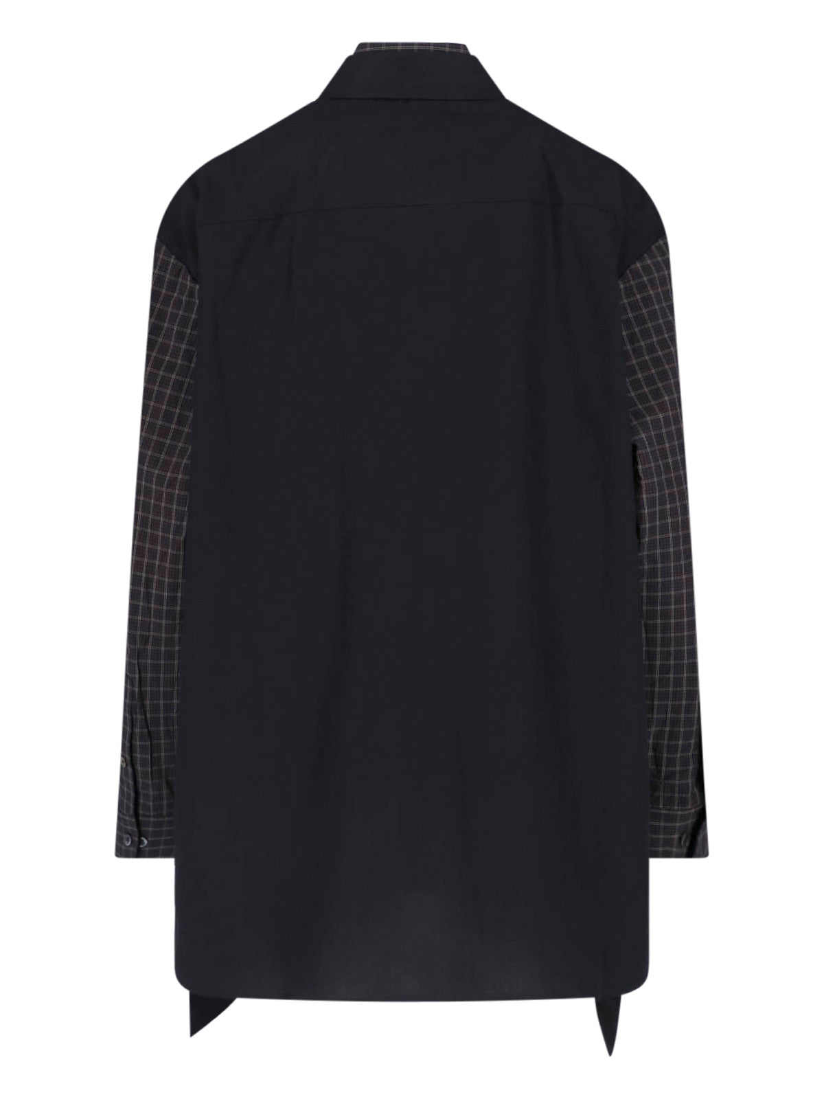 Black Layered Checkered Detail Shirt