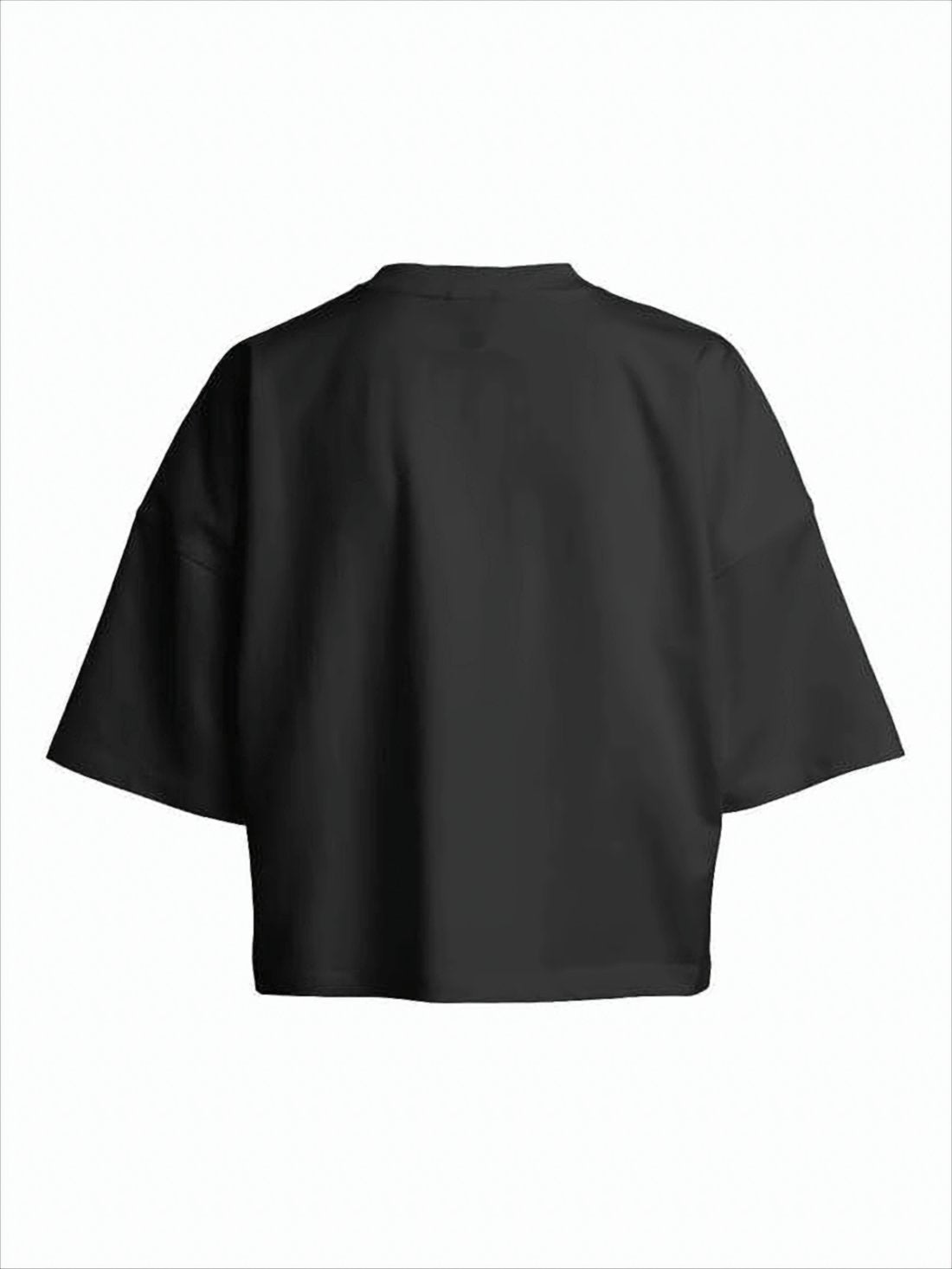 Boxy Cropped Short-Sleeve Top with Minimalist Design