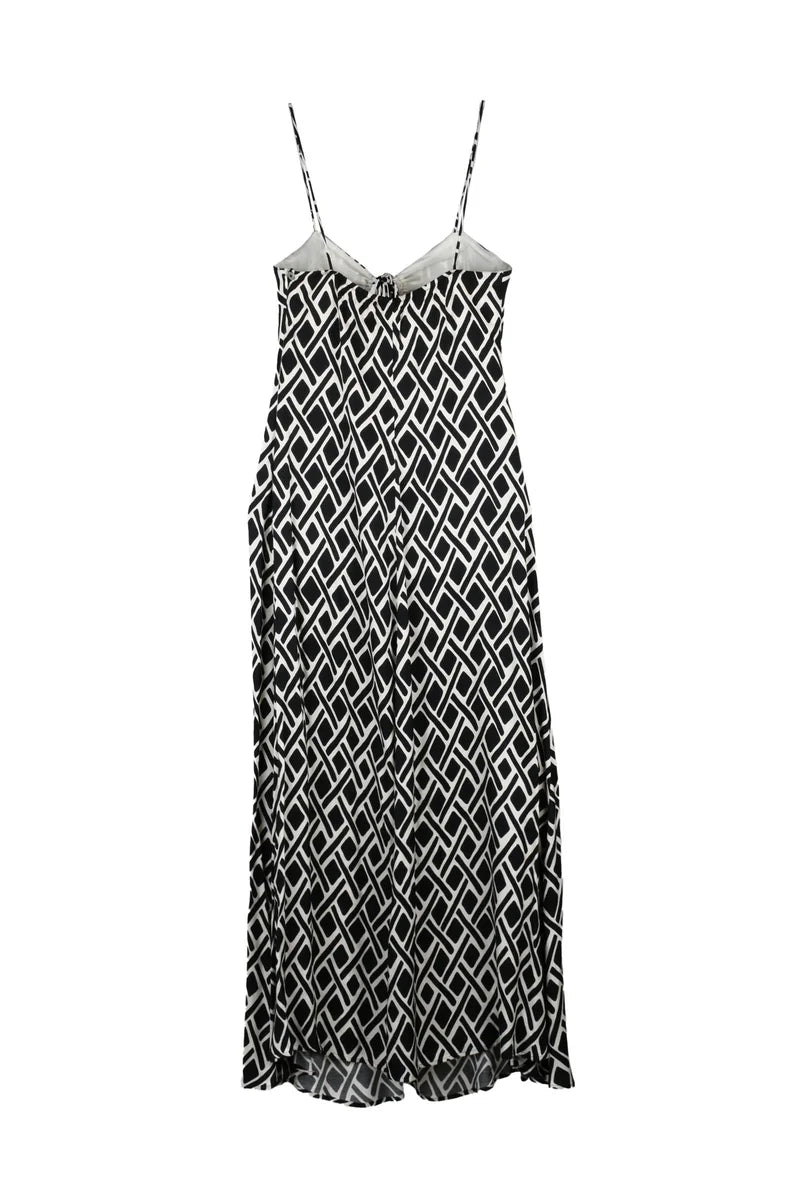 Long Dress Viscose - Black/Beige