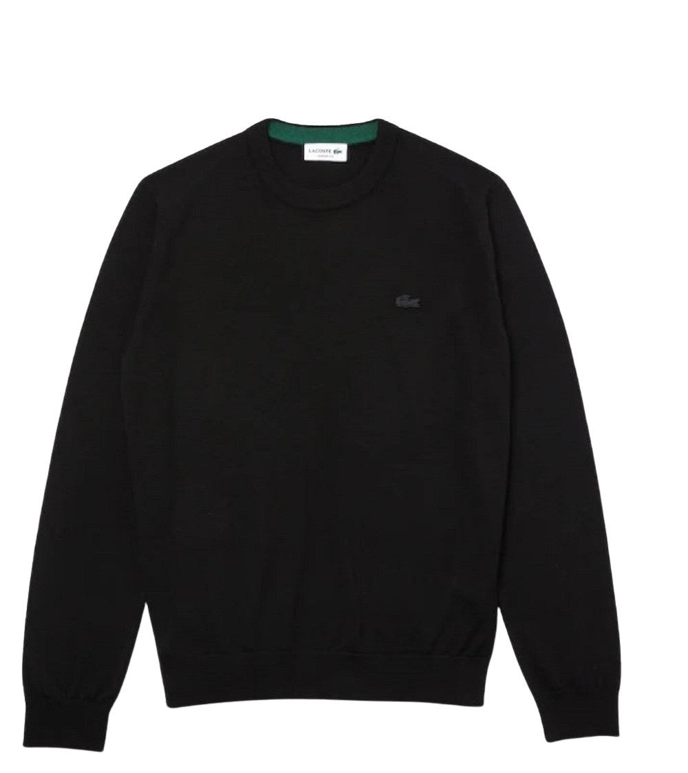 Wool Knit Sweater with Classic Fit and Subtle Logo Detail