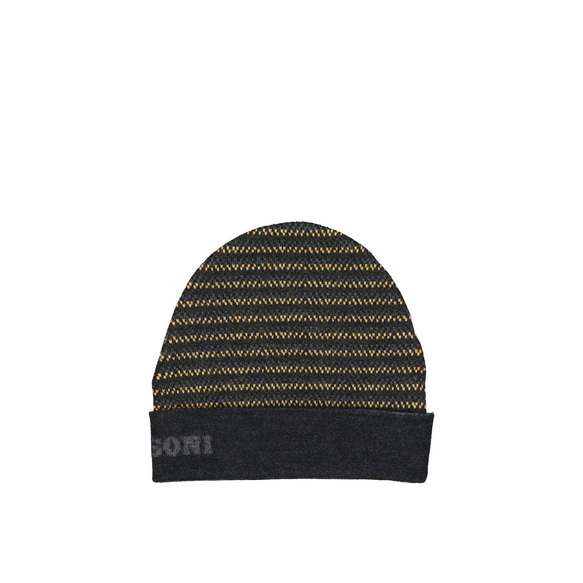 Patterned Knit Wool Hat With Ribbed Trims