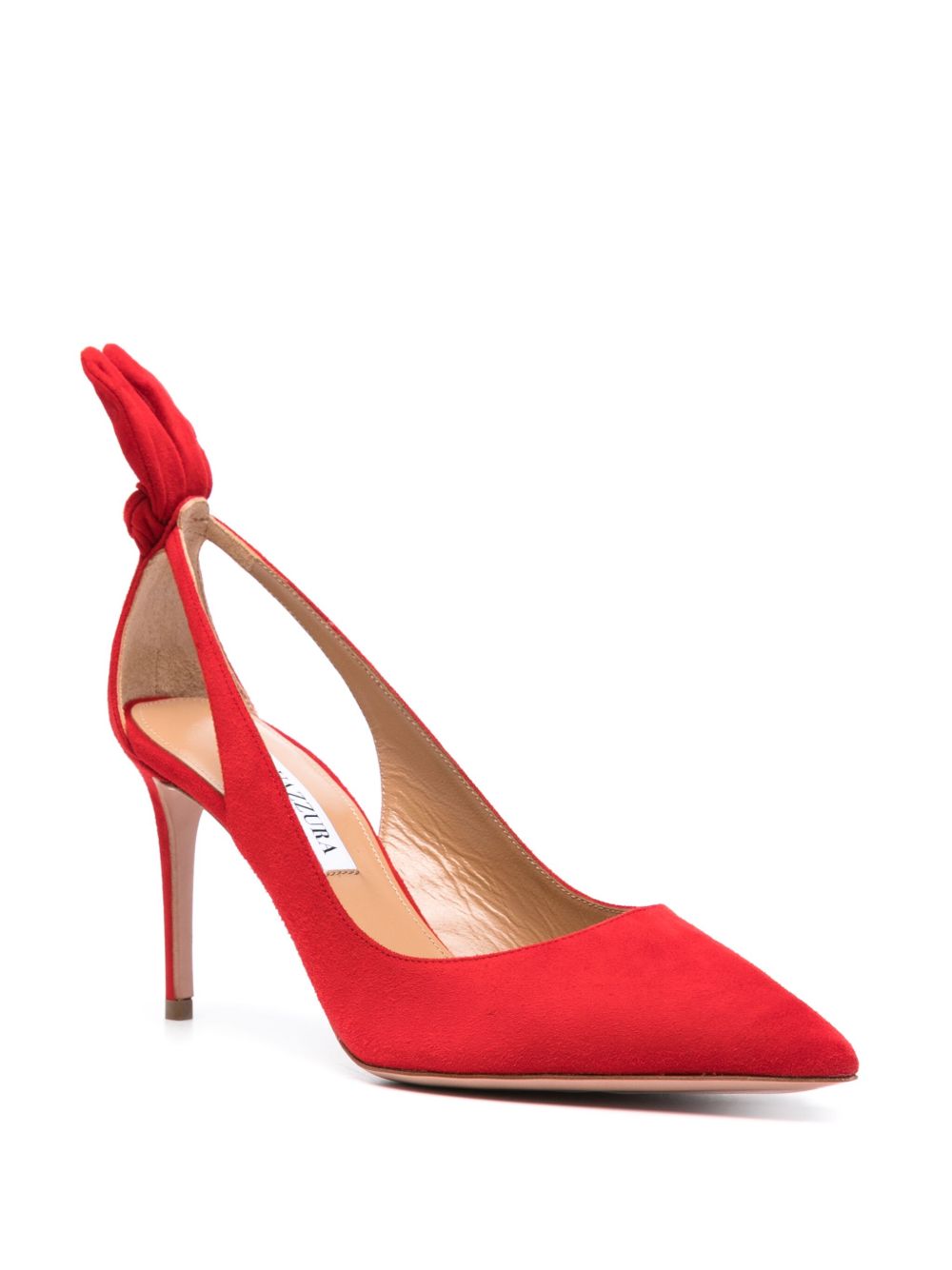 Red Suede Pointed Toe Cut-Out Stiletto Pumps