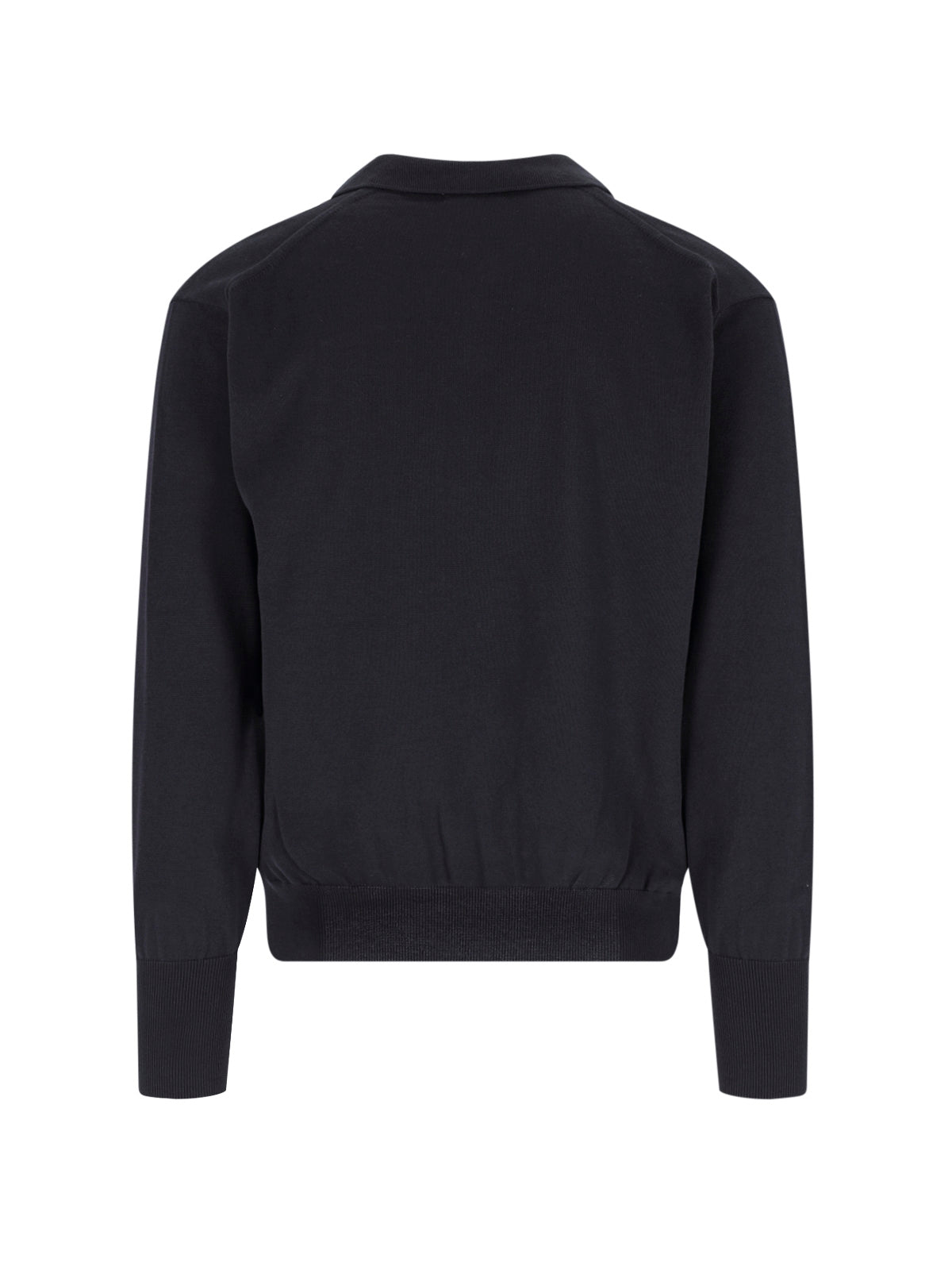 Navy Blue Cotton Ribbed Collar Sweater
