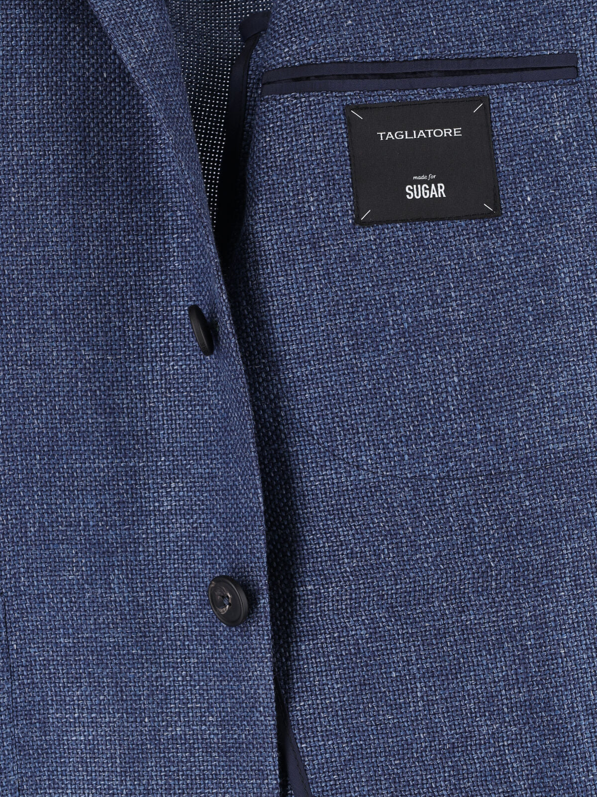 Blue Tailored Textured Notch Lapel Jacket