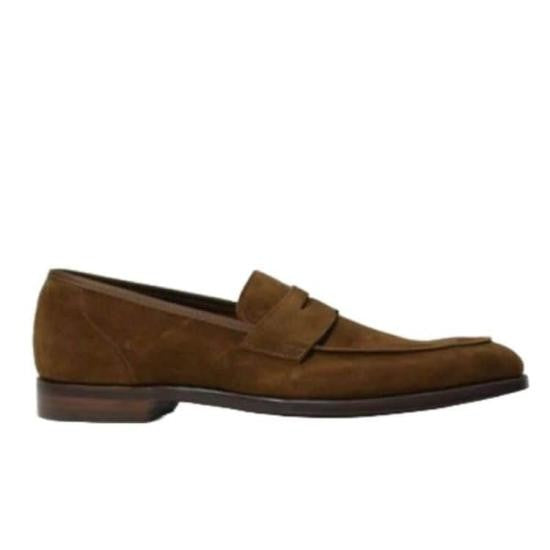 Brown Suede Loafers with Calf Leather Detail