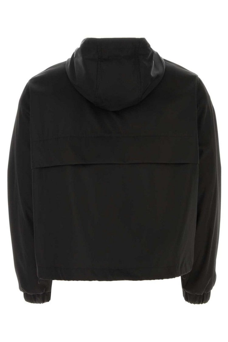 Lightweight Black Hooded Jacket With Elastic Cuffs